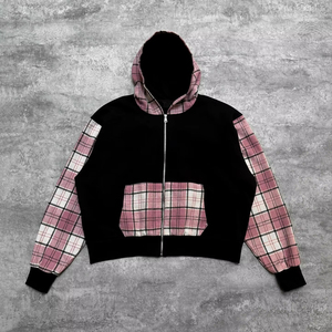 Felpe con Zip in Cotone 100% French Terry con Patchwork a Quadri e Blocchi di Colore Personalizzate per <span class=keywords><strong>Uomo</strong></span> di Helobro Clothing Manufacturers - Product Image 1