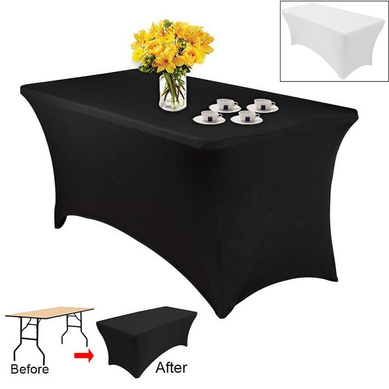 Manteles De Mesa Blancos Para Mesas Rectangulares De 6 Pies, Ajustable Con Espalda