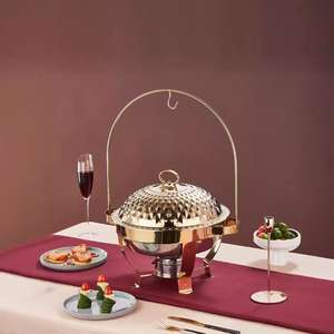 Chauffe-Plat Professionnel en Acier Inoxydable avec Couvercle Suspendu, Chauffe-Plat à Alcool, Couvercle Diamanté pour Traiteur, Hôtel, Buffet, Restaurant - Product Image 2