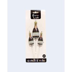 Bougies de fête champagne 3 pièces pour décorations de gâteau d'anniversaire - Product Image 2