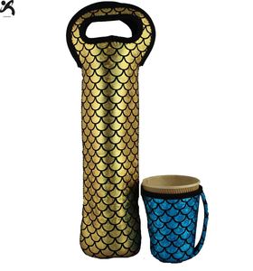 Custom Insulated Neoprene Wine Cooler Bag with Cartoon Pattern for Wine Bottles and Champagne 20x35cm - Product Image 5