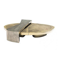 Table basse gravée en acier inoxydable, style haut de gamme, inspirée du luxe italien, avec patchwork créatif, pour salon