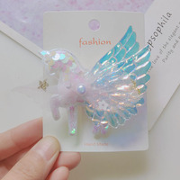 Vente en gros YT - Barrettes et pinces à cheveux en plastique avec paillettes, licorne, ailes d'ange, arc-en-ciel, pour filles, enfants, accessoires de fête
