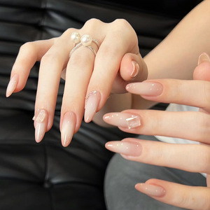 Xiaohonghu เล็บปลอมสำหรับสวมใส่ให้ความรู้สึกไฮเอนด์สำหรับฤดูใบไม้ร่วงฤดูหนาวทำด้วยมือสติกเกอร์เล็บปลอมแบบถอดได้ปลายเล็บ30 - Product Image 6