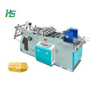 Hongshuo HS-HBJ-800 Alta Velocidade Automática Biodegradável Hot Dog Box Lancheira De Papel Take Away Food Box Making Machine