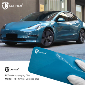 Autoadhesivo Cristal Curacao <span class=keywords><strong>Color</strong></span> Azul PPF Película Brillante Envoltura de Coche Vinilo PET Envoltura de Vinilo - Product Image 1
