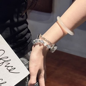 FORWELLENY - Correa de Reloj de Lujo con Diamantes Brillantes y Cuentas de Ópalo Doble para Apple Series y <span class=keywords><strong>Mi</strong></span> Band 8 9 10, para Mujer - Product Image 4