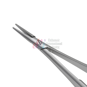 Portaagujas Castroviejo de 18 cm con mango plano y bloqueo, de acero inoxidable, instrumentos quirúrgicos oftálmicos, proveedor mayorista - Product Image 5