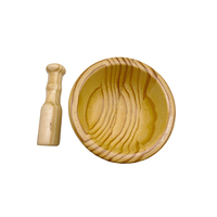 Ensemble mortier et pilon en pin naturel, écologique, durable, de qualité alimentaire, petit moulin à épices en bois poli pour la cuisine et le broyage d'herbes
