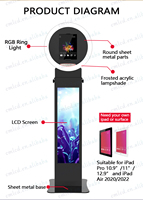 Photomaton à écran LCD de base Photomaton rond pour iPad avec tête réglable en angle et étui de vol gratuit Cabine de location de fournitures de fête