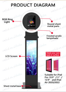 Photomaton à écran LCD de base Photomaton rond pour iPad avec tête réglable en angle et étui de vol gratuit Cabine de location de fournitures de fête - Product Image 5