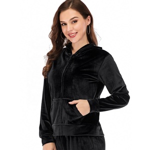 PIHA SPORTS Women's Polyester/Cotton 2 in 1 Autumn Sporty <b>Velour</b> Velvet <b>Jumpsuit</b> Onesie Long Sleeve Zip Casual Jogger - Product Image 6