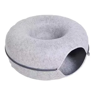 Venta rebajada Gato azul Camas de túnel desmontables Lavado a mano Gato Cueva Donut Cama Casa de mascotas con túnel circular