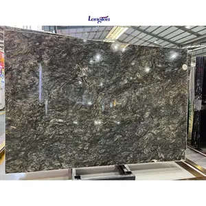 Luxury Platinum Diamond Granite Sparkling Dark Black Gold Granite Slab Home Hotel Project Wall Floor Tiles Entryway Wall Decor