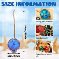 Lot de 6 flotteurs de pêche nautiques en verre faits à la main, multicolores, de 2 pouces, pour la plage, avec corde, pour décoration de sapin de Noël
