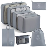 Sac de rangement de cubes d'emballage en nylon de luxe de haute qualité 8 ensembles pour les organisateurs de voyage avec fermeture à chaîne motif géométrique
