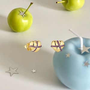 Pendientes de Oso Abstractos de Joyería Fina Touses, Metal Mate y Pulido con Incrustaciones de Circonita Pequeña, Decoración Minimalista de Alta Gama para Orejas - Product Image 3