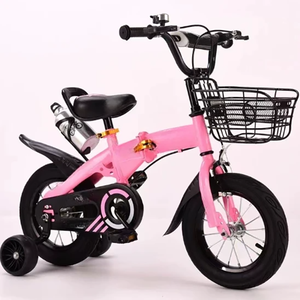Vélo pliable pour enfants Cadre en acier 2-5 <span class=keywords><strong>ans</strong></span> Garçons Filles Ligne de frein Panier en plastique Roues d'entraînement Selle réglable <span class=keywords><strong>Cadeau</strong></span> - Product Image 1
