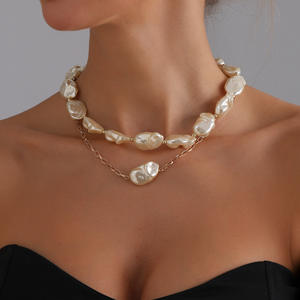 Moda barroco INS estilo Irregular perla Simple Noble doble capa apilada collar - Product Image 4