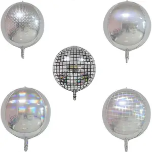 Grosir 24 inci bola disko-Balon Laser 4d 22 Inci Aluminium Foil, Balon Disko 4d Bulat dengan Bola Balon Foil Balon untuk Dekorasi Pesta Pernikahan