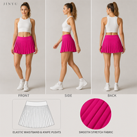 Jupe de tennis plissée pour femme, taille élastique, mini-jupe en tissu extensible et lisse, polyester et élasthanne, rose, pour le sport en plein air