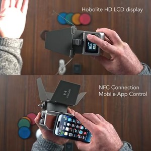 Hobolite <span class=keywords><strong>mini</strong></span> <span class=keywords><strong>LED</strong></span> Video <span class=keywords><strong>Light</strong></span> Creator <span class=keywords><strong>Kit</strong></span> với màn hình LCD, ứng dụng, barndoor, 2700-6500K chiếu sáng liên tục để chụp ảnh - Product Image 4