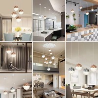 Lampe suspendue LED personnalisée pour bureau à domicile, grande boule colorée, luminaire suspendu, plafonnier décoratif pour haut plafond, or + noir, lumière chaude
