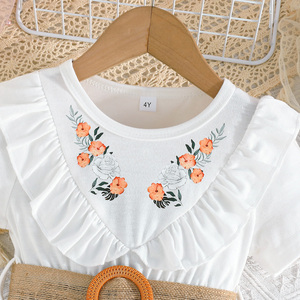 Vestido para Niñas de 4 a 8 Años, Diseño Exquisito, Vestido Floral con Volantes para Fiesta Elegante, Vestido de Moda - Product Image 3