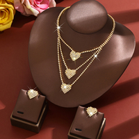 Nouvel ensemble de bijoux fantaisie pour mariage, banquet et soirée, collier et boucles d'oreilles en forme de cœur