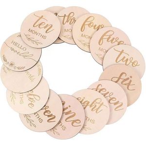 Tarjetas de madera ecológicas personalizadas grabadas para marcar los meses del bebé, marcadores de crecimiento para nuevos padres, Dropshipping - Product Image 1