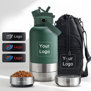 Botella de agua de viaje para perros 3 en 1, cuenco portátil para perros unido a una botella de agua para mascotas de acero inoxidable de 32oz y 64oz - Product Image 5