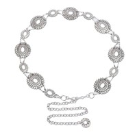 JULUN Gürtelhersteller Kettengürtel Sonnenblumen-Concho Modische Taillenkette Schmuck Verstellbare Jeanskette im Boho-Stil
