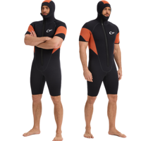Combinaison de plongée en néoprène à manches courtes avec capuche et fermeture éclair avant de 5 mm, logo imprimé, séchage rapide, pour le surf et la plongée, disponible en grandes tailles