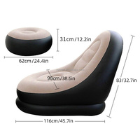 Canapé gonflable sans pieds en PVC floqué pour intérieur et extérieur, idéal pour la détente