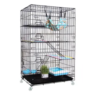 Großer zusammenklappbarer Metall-Katzenkäfig Käfig Käfig Hülle Haustier-Spielplatz mit Rampe-Leiter