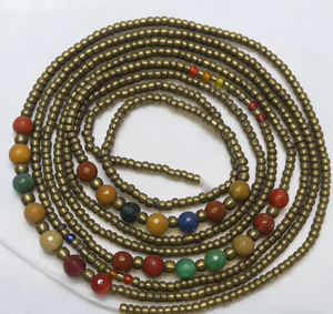 Chaîne de taille africaine en coton avec 7 pierres chakras et cristaux, bijoux de corps pour femme, grande taille, collection été - Product Image 4
