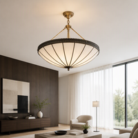 Plafonnier semi-encastré Cano Lighting en laiton vintage avec abat-jour en forme de dôme perlé, élégant luminaire suspendu pour la décoration de la chambre à coucher et du couloir