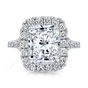 MEDBOO Wholesale Jewelry 3 Carat Moissanite Ring 18K White Gold Radiant Cut Small Split Shank Moissanite Diamond Engagement Ring