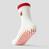 Chaussettes de yoga brodées de Noël, antidérapantes, avec grip pour bonbons, pour Pilates