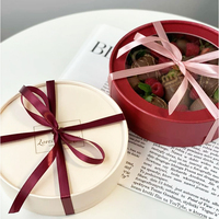 Boîte à bonbons en papier personnalisée vide pour chocolats, boîtes cadeaux pour chocolats aux fraises, boîtes à truffes avec couvercle transparent