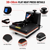 Presse à Chaud Manuelle Plate 38x38 cm pour Usage Domestique – Idéale pour T-shirts, Housses d'Oreiller, Tissus et Coques de Téléphone