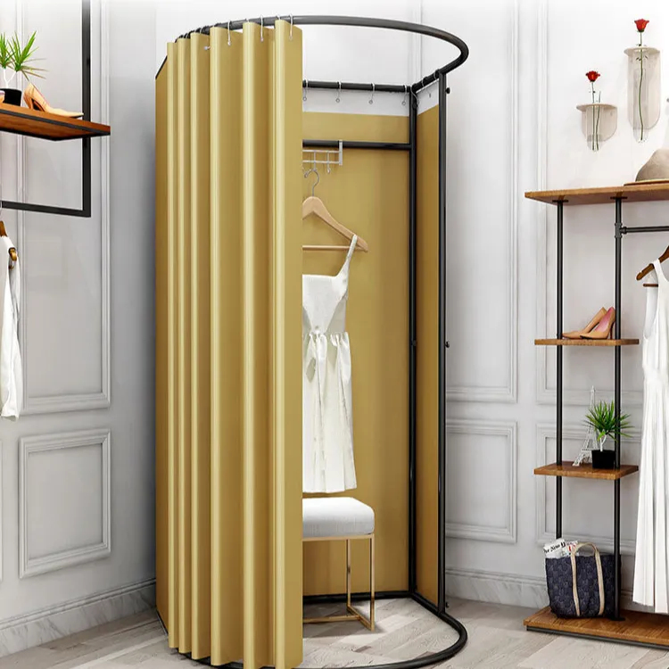 Nice Color Metal Fitting Room for Fashion Shop Tidy Clothing Changing Room Privacy Clothes Store Dressing Room with Curtain