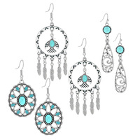 Pendientes Estilo Bohemio Vaquero para Mujer, Accesorios para Conciertos Country, Joyería Vintage, Pendientes Colgantes en Forma de Gota de Agua