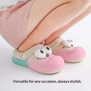 Chaussures Croc Femme Automne Hiver à <span class=keywords><strong>Semelle</strong></span> Épaisse Antidérapante, Motif Dessin Animé, en Peluche et Fourrure, Chaudes et Tendance, pour la Maison - Product Image 2