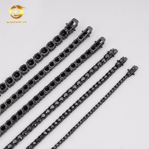 Wholesale Price <strong>Solid</strong> 925 <strong>Silver</strong> Hip Hop Jewelry Bracelet <strong>Necklace</strong> Iced Out 2 to 6.5mm Black VVS Moissanite Diamond Tennis Chain - Product Image 5