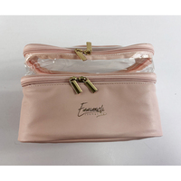 Trousse de Maquillage Professionnelle Portable en PU Double Couche, Grande Capacité, avec Fermeture Éclair, Compartiment Transparent Amovible pour Pinceaux