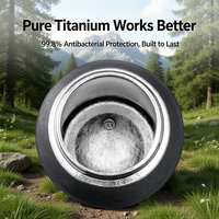Bouteille d'eau en titane pur haut de gamme pour l'extérieur, 500 ml, anti-fuite, à double paroi, tasse de voyage en titane pour le camping en plein air et la consommation quotidienne