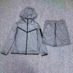 Erkekler için 2025 eğitim fermuar spor elbise katı desen <span class=keywords><strong>Sweatpants</strong></span> ve spor ceket koşu Joggers bahar sezonu için Set - Product Image 3