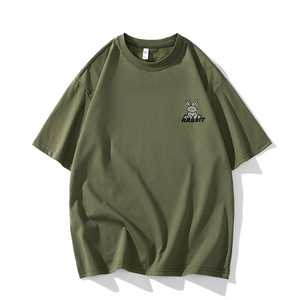 Camiseta de Manga Corta para Hombre en Oferta, con Logotipo Personalizado, Impresión en Seda, <span class=keywords><strong>Dobladillo</strong></span> <span class=keywords><strong>Circular</strong></span> Cómodo, Mezcla Triple, 100% Algodón, Corte Holgado - Product Image 2