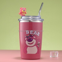 Tasse thermos en acier inoxydable Strawberry Bear 304 Tasse thermos haute avec paille Tasse à café de célébrité Internet